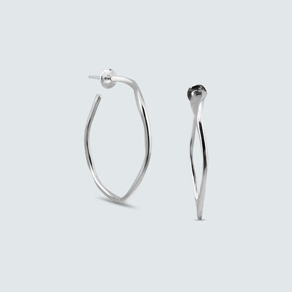 Fluid Wave Silver Hoops