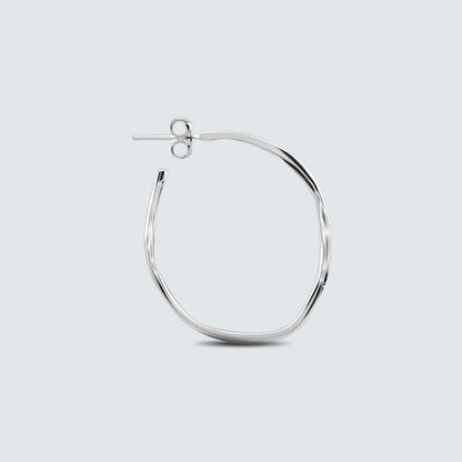 Fluid Wave Silver Hoops