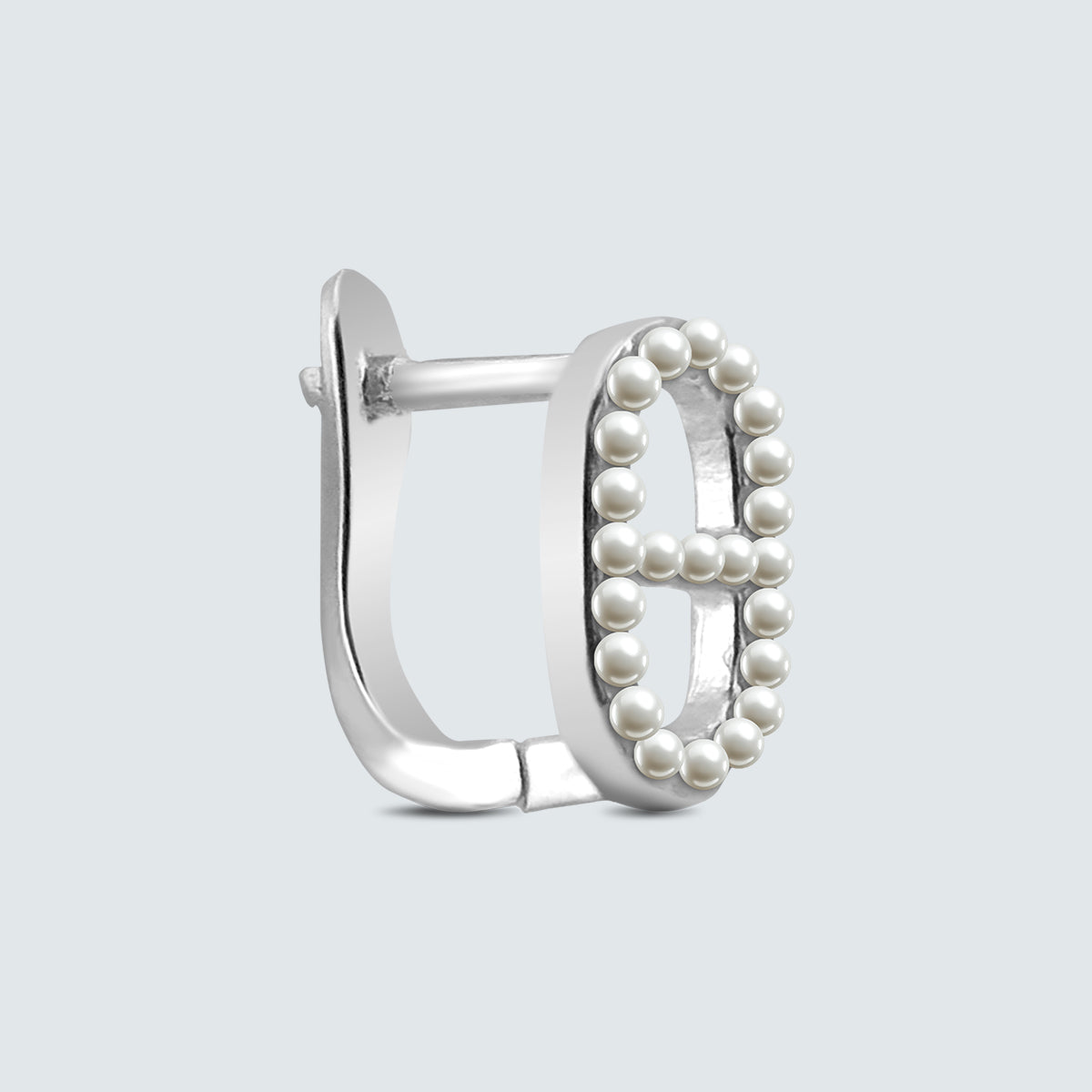 Beaded Bar Oval Earrings in Sterling Silver