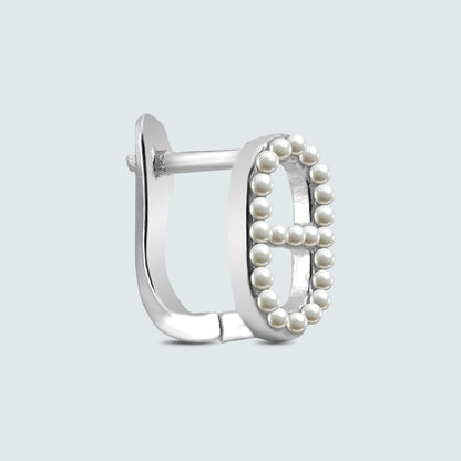 Beaded Bar Oval Earrings in Sterling Silver