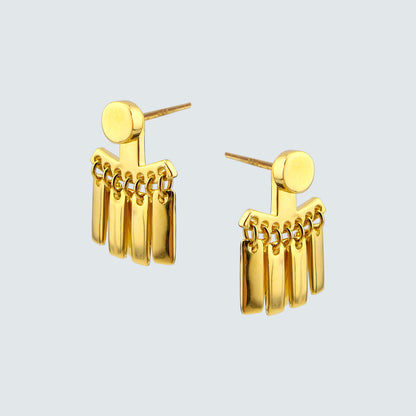 14K Gold Plated Fringe Bar Earrings