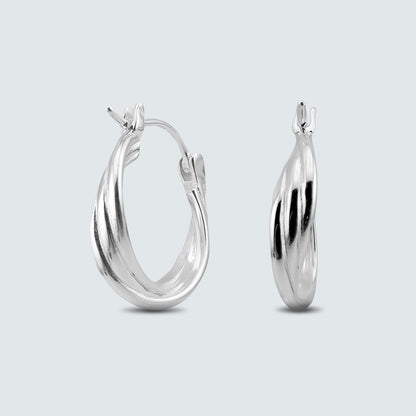 Twisted Silhouette Hoop Earrings in Sterling Silver