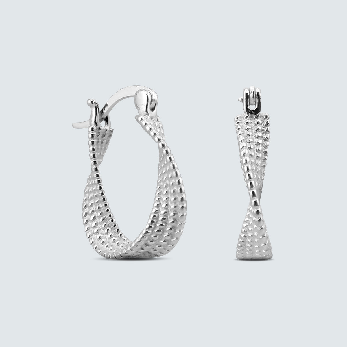 Beaded Texture Twist Earrings in Sterling Silver