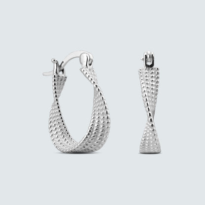 Beaded Texture Twist Earrings in Sterling Silver
