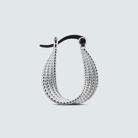 Beaded Texture Twist Earrings in Sterling Silver