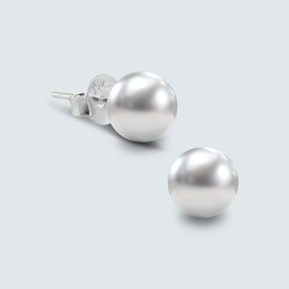 Ava Dome Stud Earrings in Sterling Silver 8mm