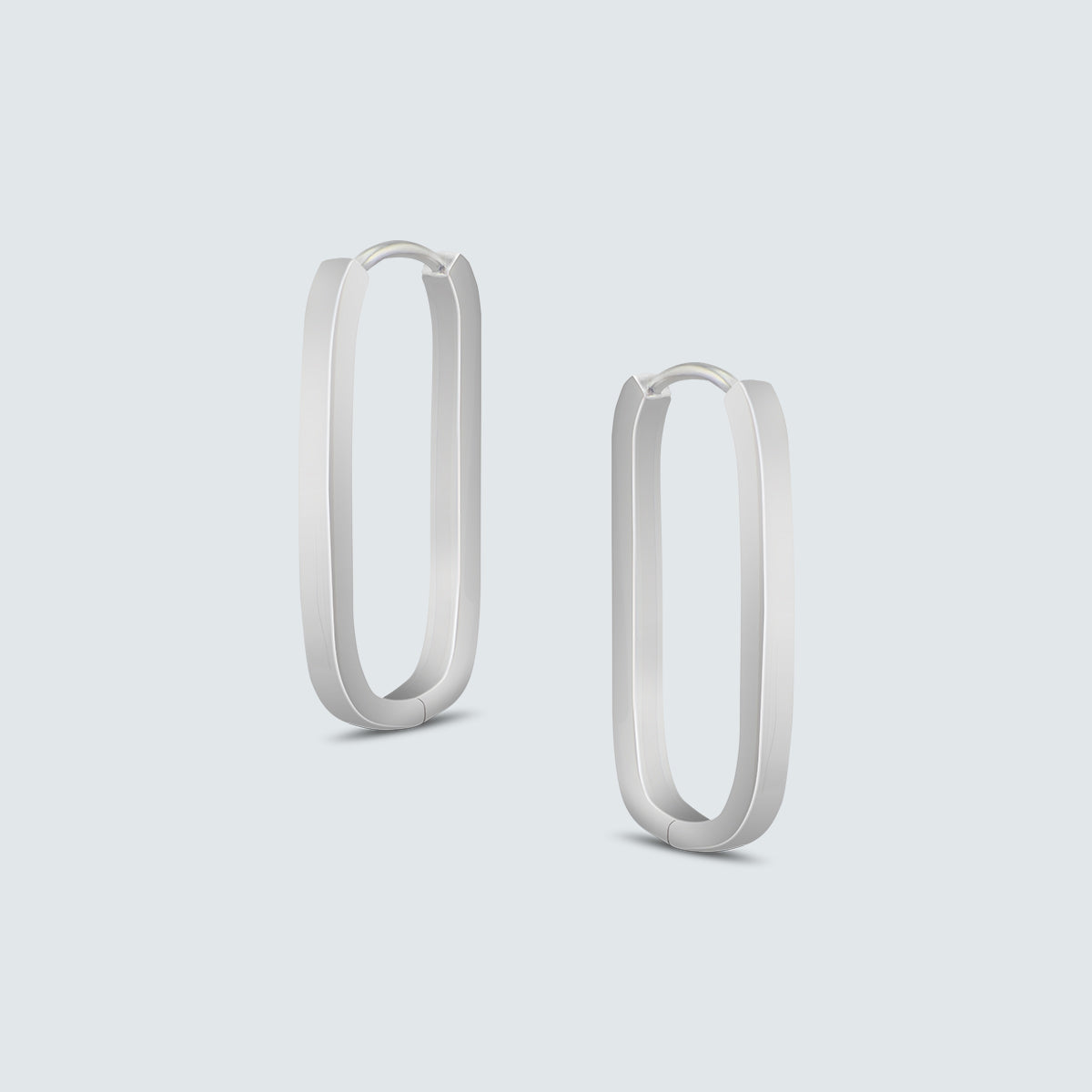 Linear Loop Silver Earrings