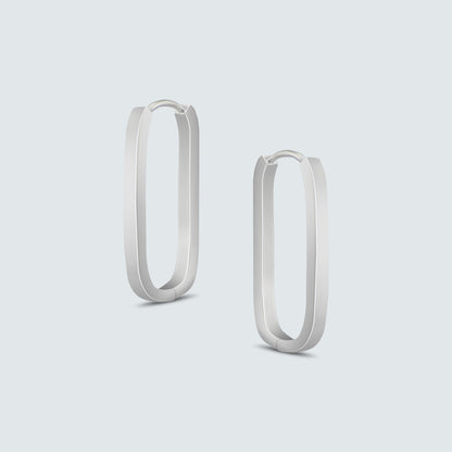 Linear Loop Silver Earrings