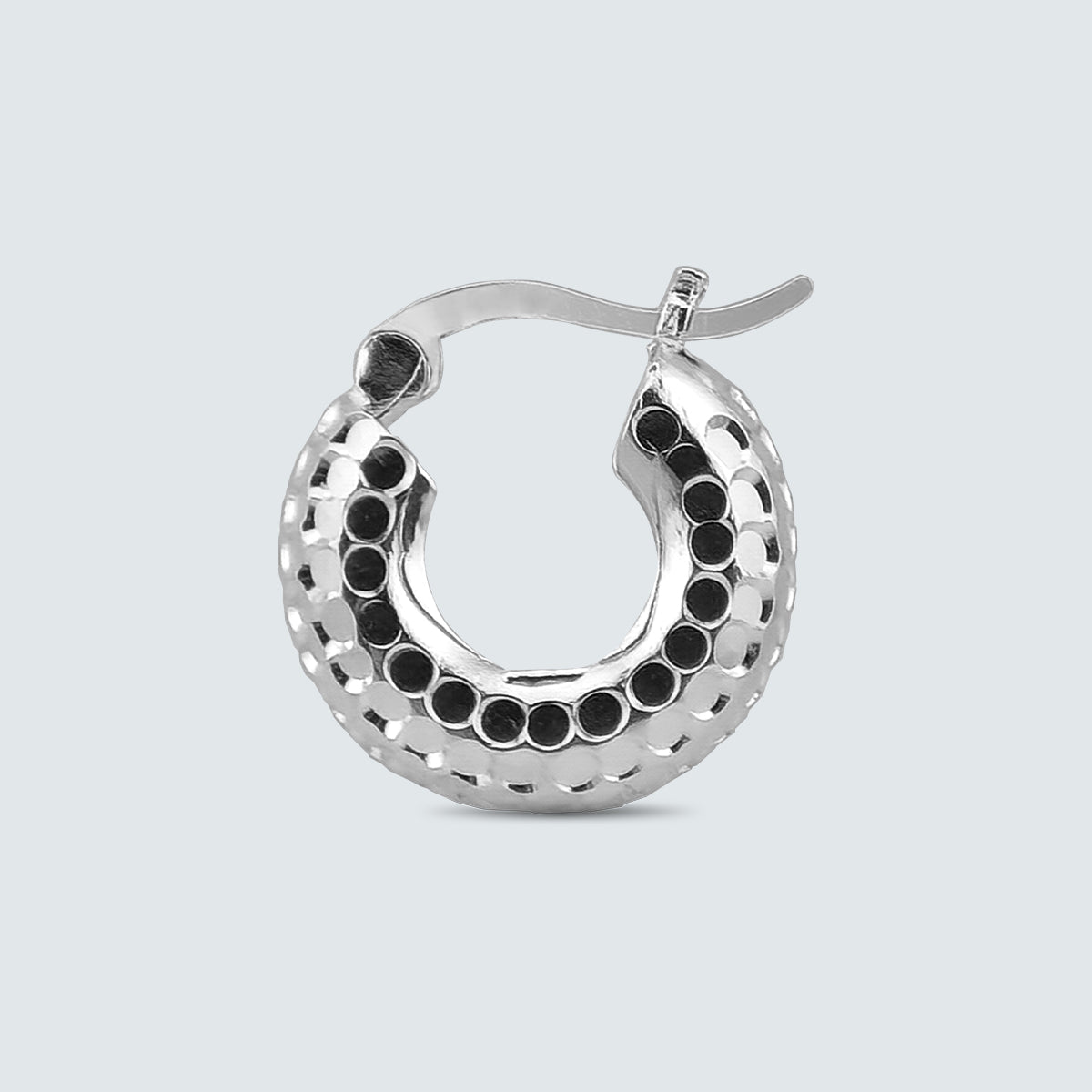 Hammered Dome Hoop Earrings in Sterling Silver