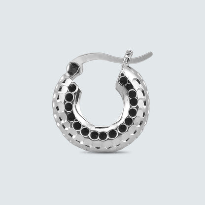 Hammered Dome Hoop Earrings in Sterling Silver