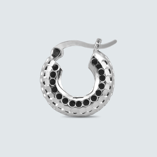 Hammered Dome Hoop Earrings in Sterling Silver