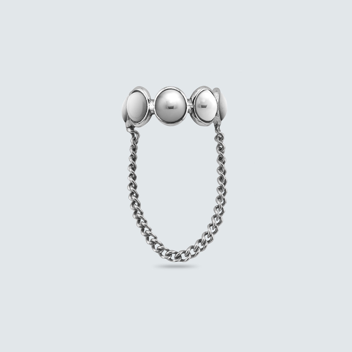 Beaded Chain Silver Ear Cuff (Single)