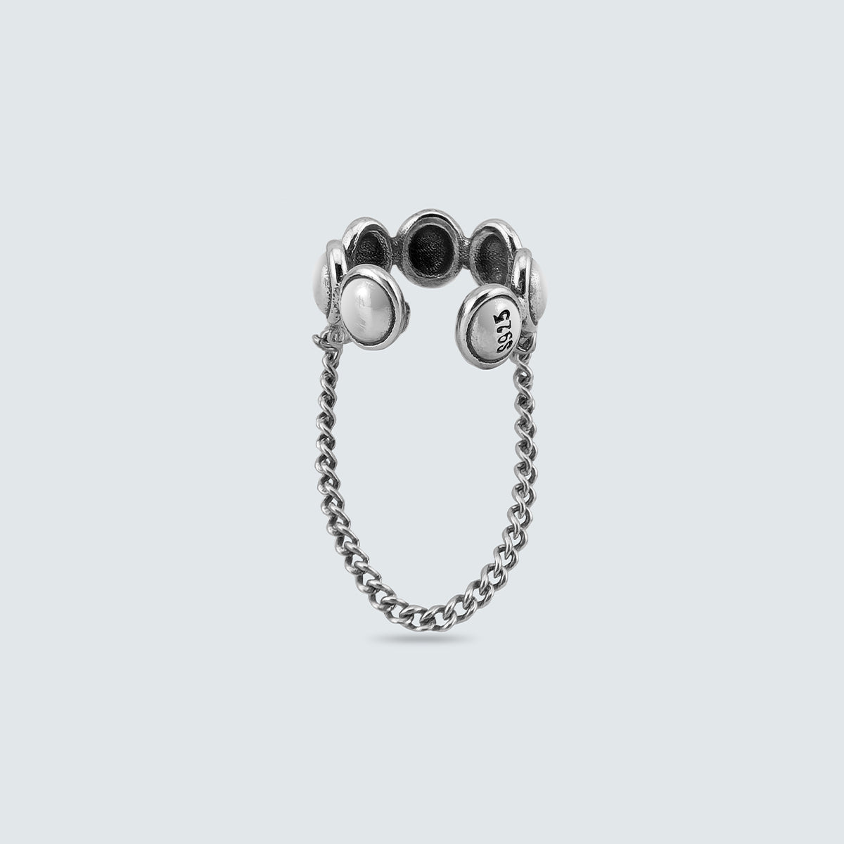 Beaded Chain Silver Ear Cuff (Single)