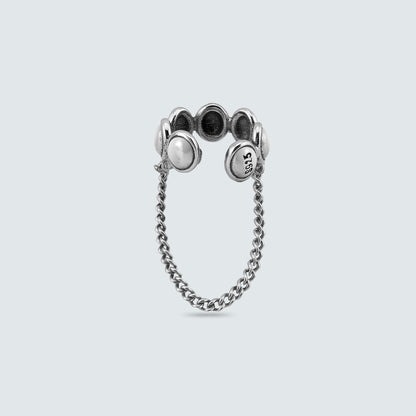Beaded Chain Silver Ear Cuff (Single)