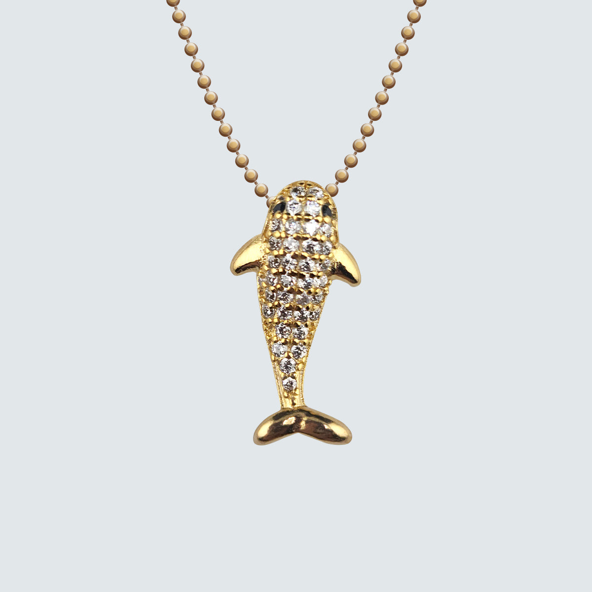 Dolphin Sparkle Pendant Necklace in 925 Silver with Gold Coating