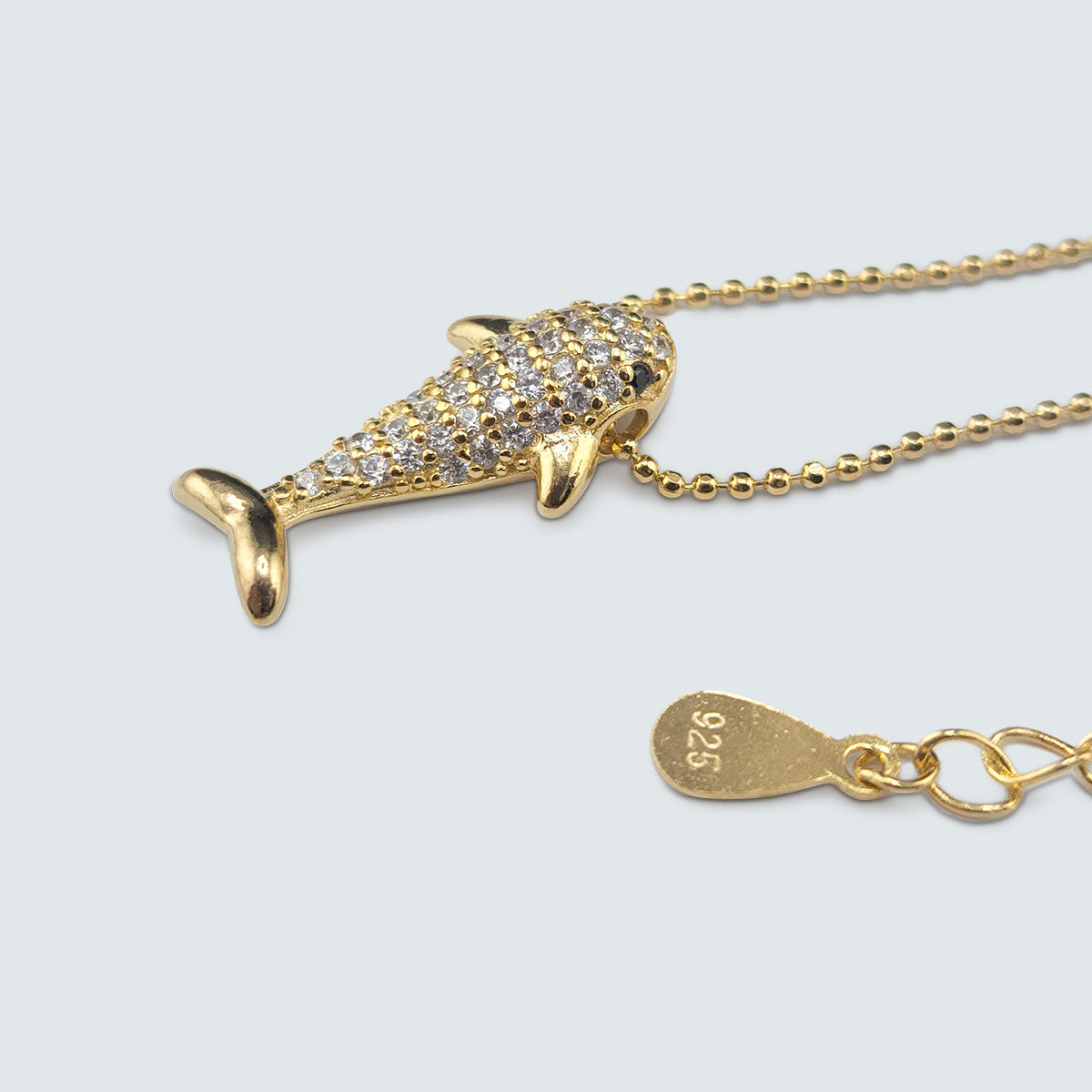 Dolphin Sparkle Pendant Necklace in 925 Silver with Gold Coating