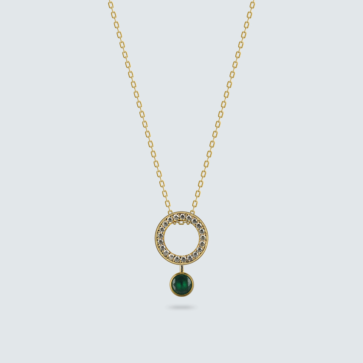 Radiant Halo with Deep Green Glow Necklace