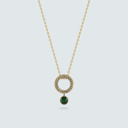 Radiant Halo with Deep Green Glow Necklace