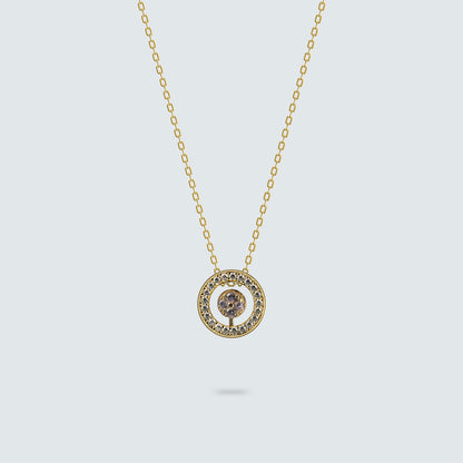 Radiant Halo with Deep Green Glow Necklace