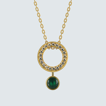 Radiant Halo with Deep Green Glow Necklace