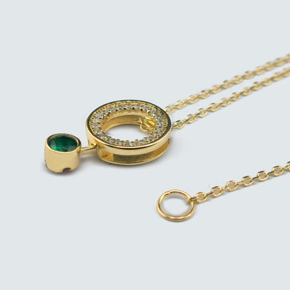 Radiant Halo with Deep Green Glow Necklace