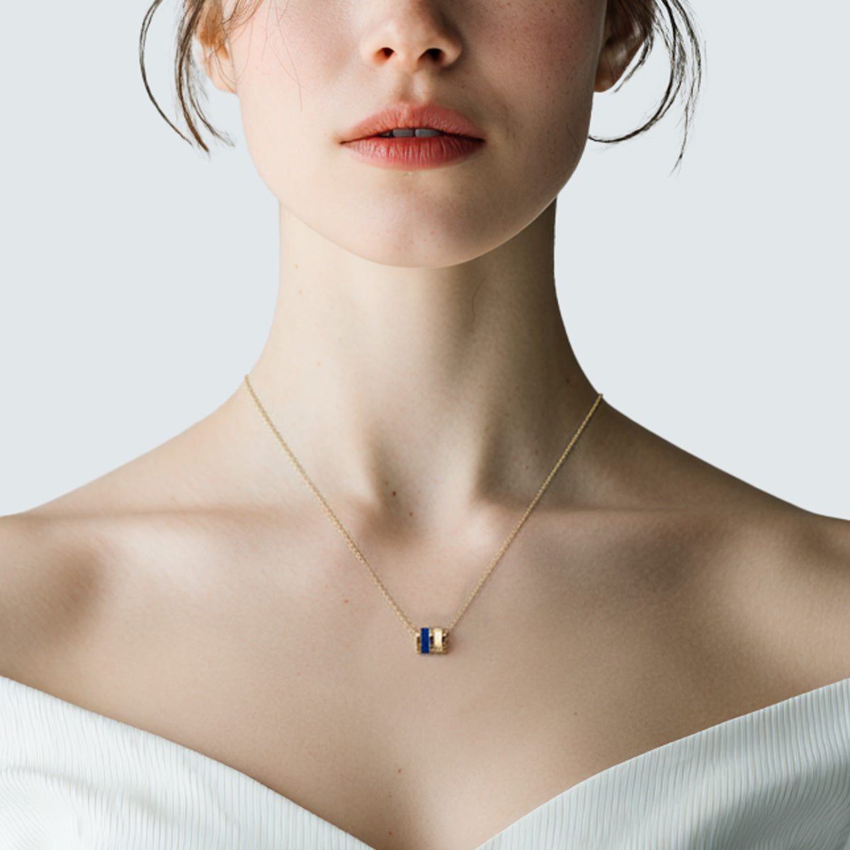 Modern Barrel Stripe Necklace in Gold-Coated Silver