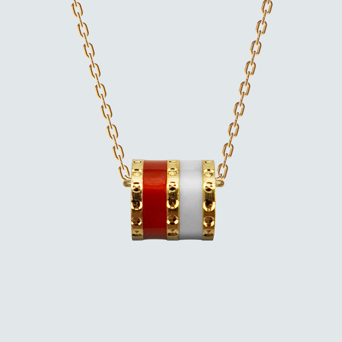 Modern Barrel Stripe Necklace in Gold-Coated Silver