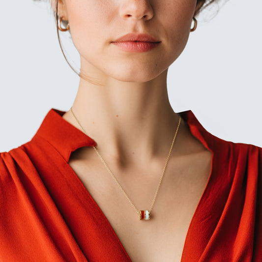 Modern Barrel Stripe Necklace in Gold-Coated Silver