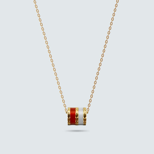 Modern Barrel Stripe Necklace in Gold-Coated Silver