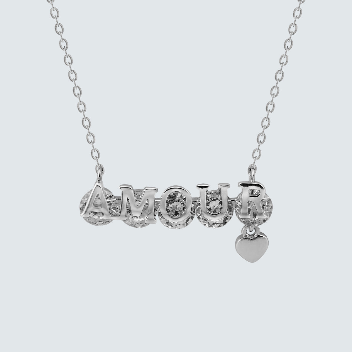 Amour Letter Necklace with Petite Heart Charm