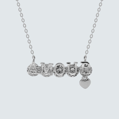 Amour Letter Necklace with Petite Heart Charm