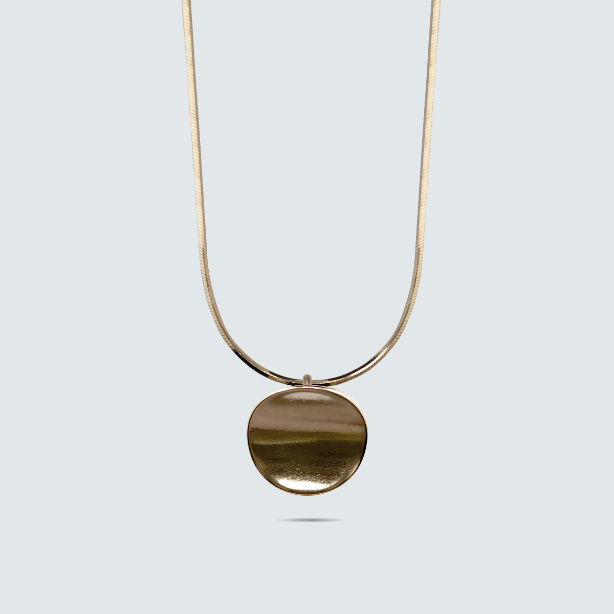 Concave Gold-Coated Pendant Cord Necklace