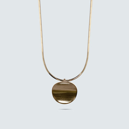 Concave Gold-Coated Pendant Cord Necklace