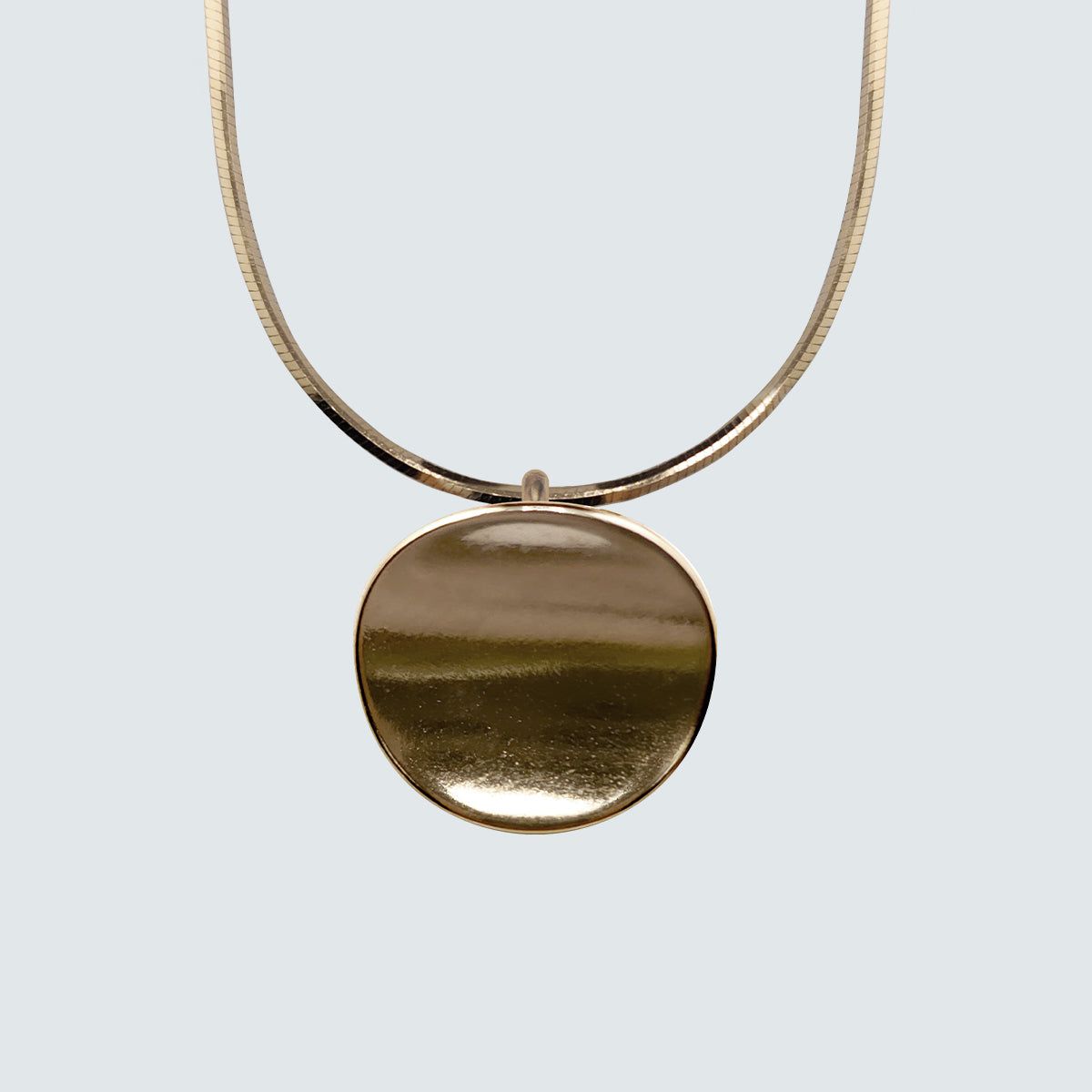 Concave Gold-Coated Pendant Cord Necklace