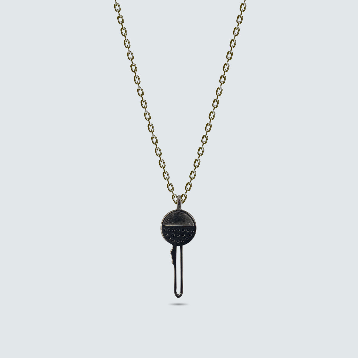 Gunmetal Plated Silver Key Pendant Necklace