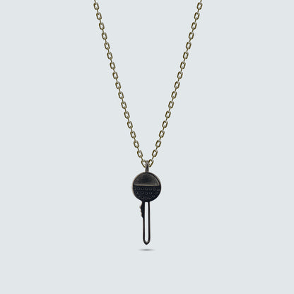Gunmetal Plated Silver Key Pendant Necklace