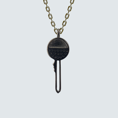 Gunmetal Plated Silver Key Pendant Necklace