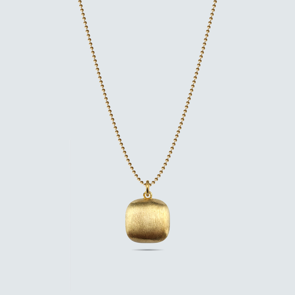 Brushed Cushion Pendant Necklace in Gold-Coated Silver