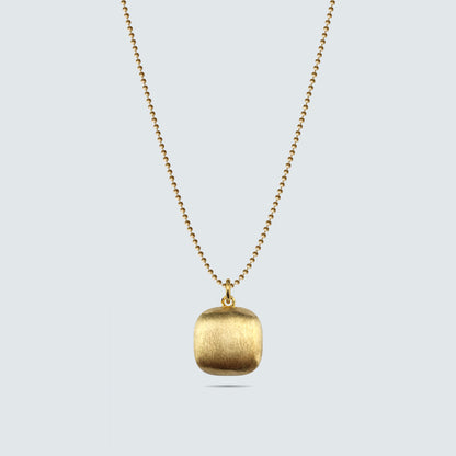 Brushed Cushion Pendant Necklace in Gold-Coated Silver