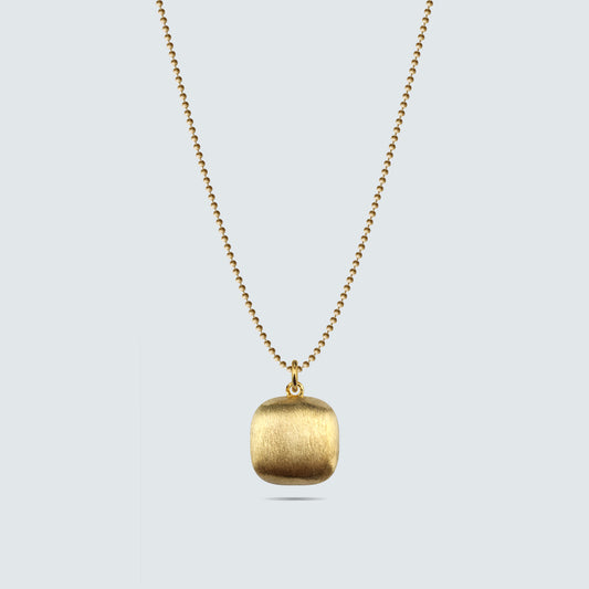 Brushed Cushion Pendant Necklace in Gold-Coated Silver