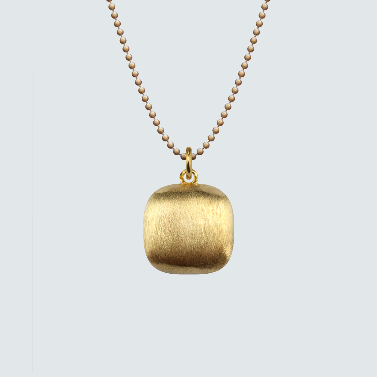 Brushed Cushion Pendant Necklace in Gold-Coated Silver