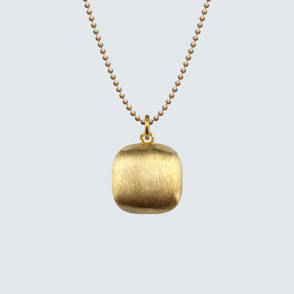 Brushed Cushion Pendant Necklace in Gold-Coated Silver