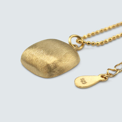 Brushed Cushion Pendant Necklace in Gold-Coated Silver