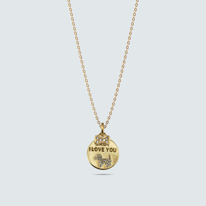 I Love You Dog Charm Necklace in Gold-Coated Silver