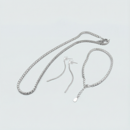 Celestine Éclat Longline Earrings in Sterling Silver with Zirconia