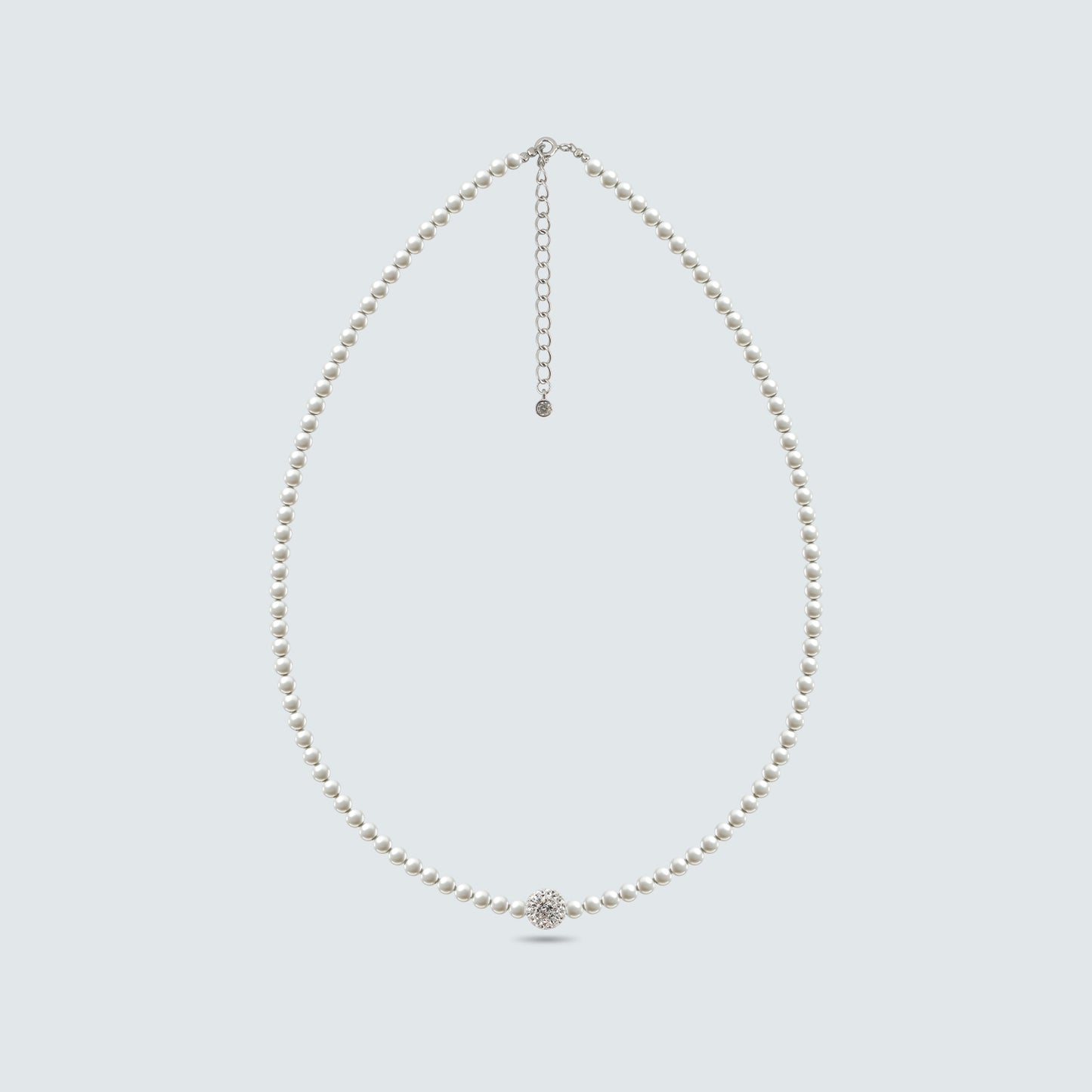 Glass Pearl Necklace with Swarovski Crystal Ball