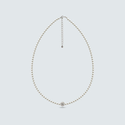 Glass Pearl Necklace with Swarovski Crystal Ball