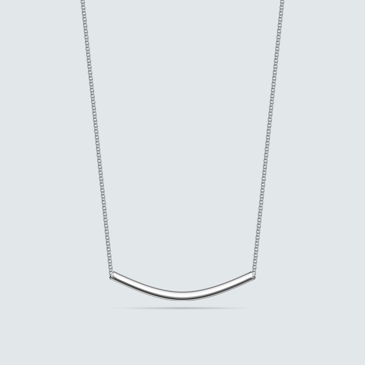 Curved Line Silver Necklace
