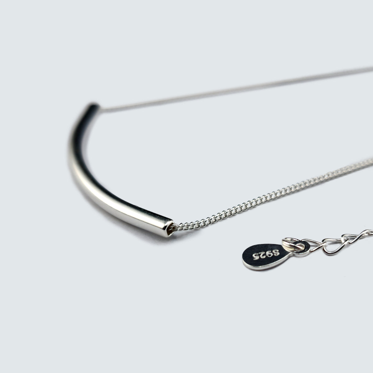 Curved Line Silver Necklace
