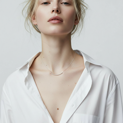 Curved Line Silver Necklace